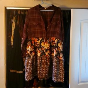 Oddy oddi plus size floral plaid dress sz 3xl